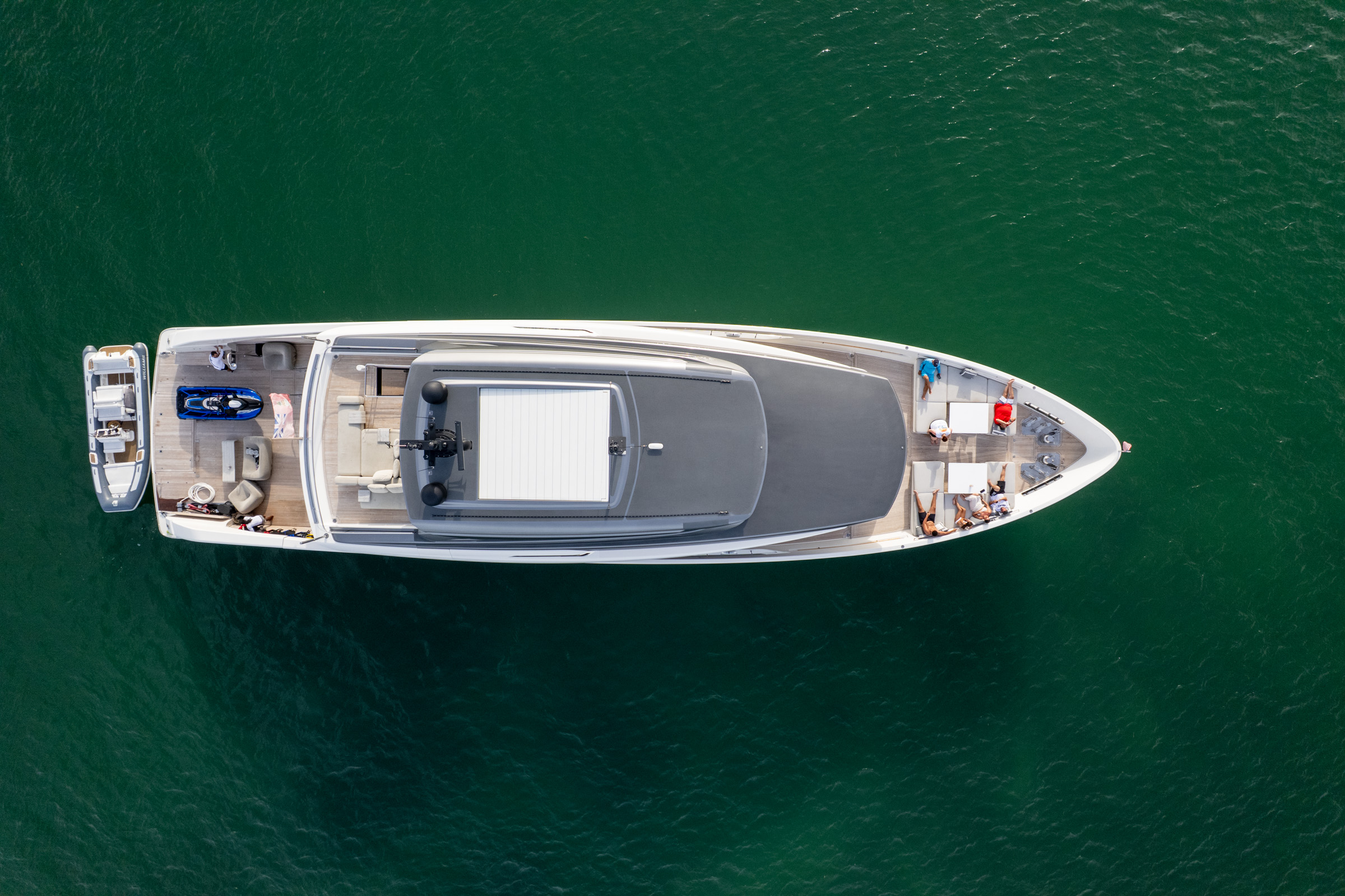 Aerial view of a superyacht underway — South Florida waters